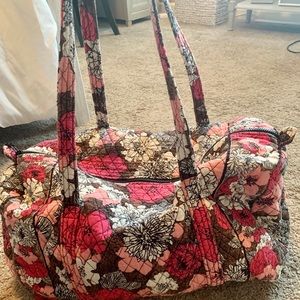 Vera Bradley Pink and Brown Floral Duffel Bag